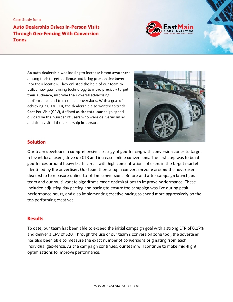 Auto Dealership Drives In Person Visits Through Geo Fencing With Conversion Zones.pdf page 1