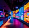 a dynamic digital marketing workspace illuminated by vibrant screens displaying colorful analytics and campaign strategies, capturing the essence of mastering omnippc campaign management for maximum roi.