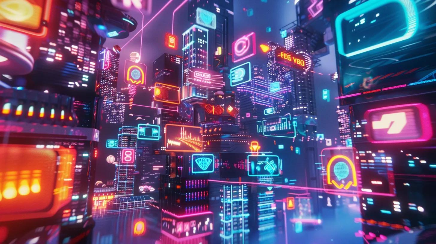 a vibrant digital landscape showcasing automated marketing tools, with dynamic graphs and interconnected platforms symbolizing the seamless integration of technology and strategy for scalable business growth.