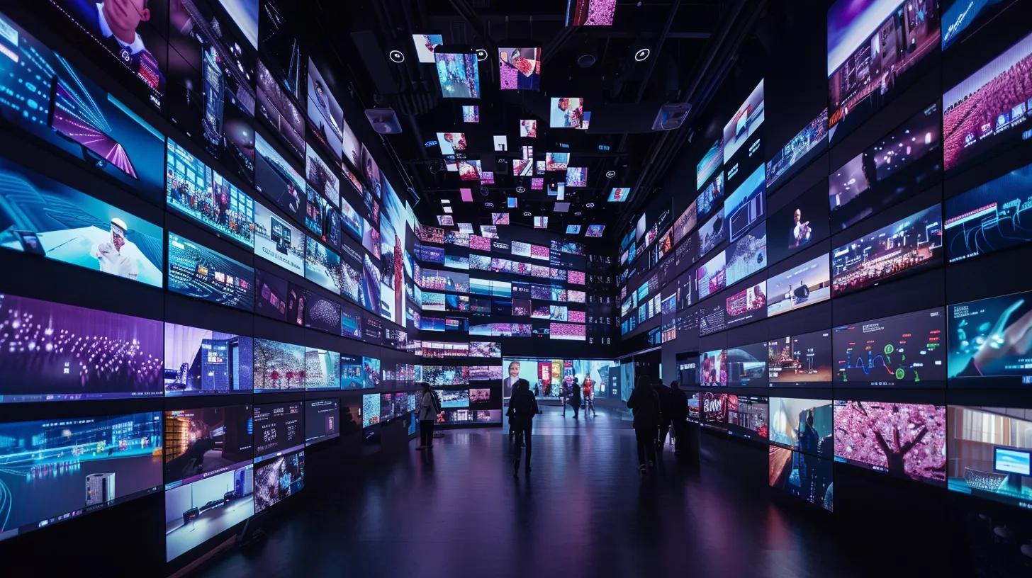 a vibrant, dynamic marketing control center filled with large screens displaying real-time analytics and data visuals, showcasing the seamless coordination of multichannel campaigns that enhance brand engagement and drive successful outcomes.