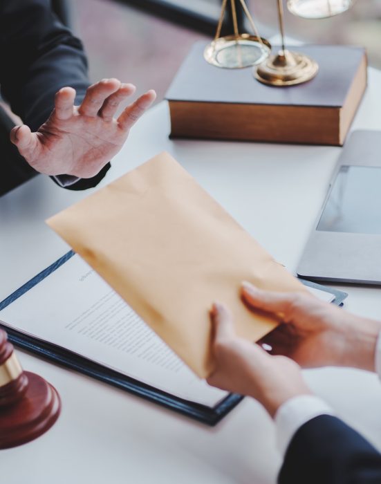 Concept of corruption, bankruptcy court, bail, crime, bribery, fraud, Judge Gavel, soundboard and a