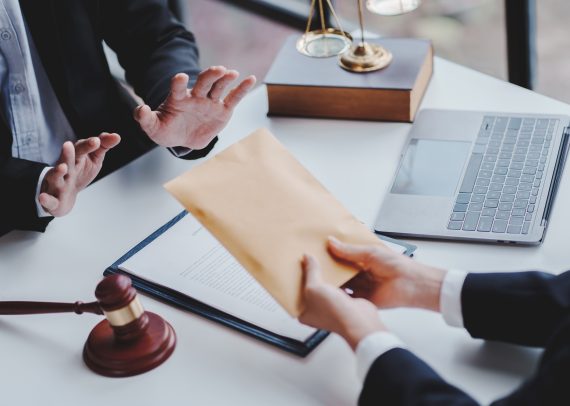 Concept of corruption, bankruptcy court, bail, crime, bribery, fraud, Judge Gavel, soundboard and a