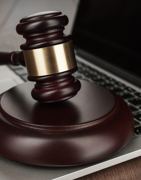 Judge Gavel On Laptop Concept