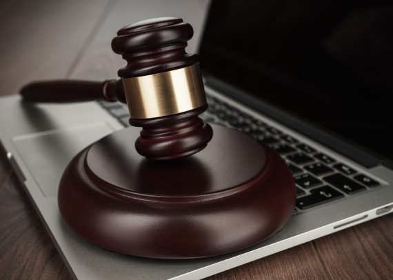 Judge Gavel On Laptop Concept