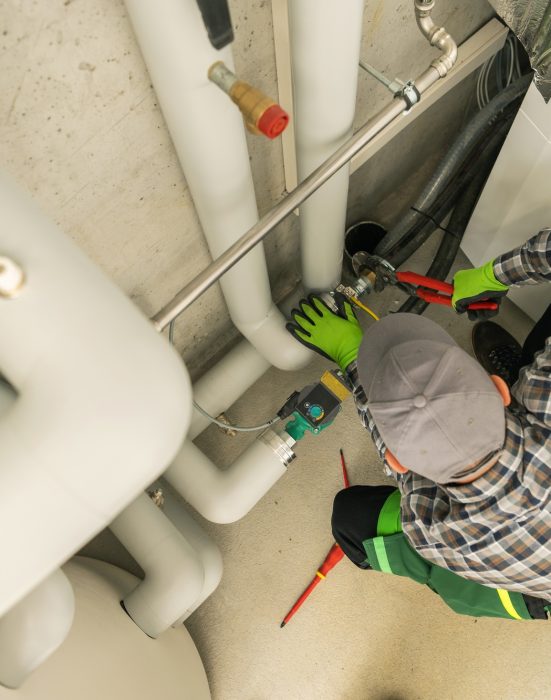 Plumbing Job Performed by Professional Plumber HVAC Technician
