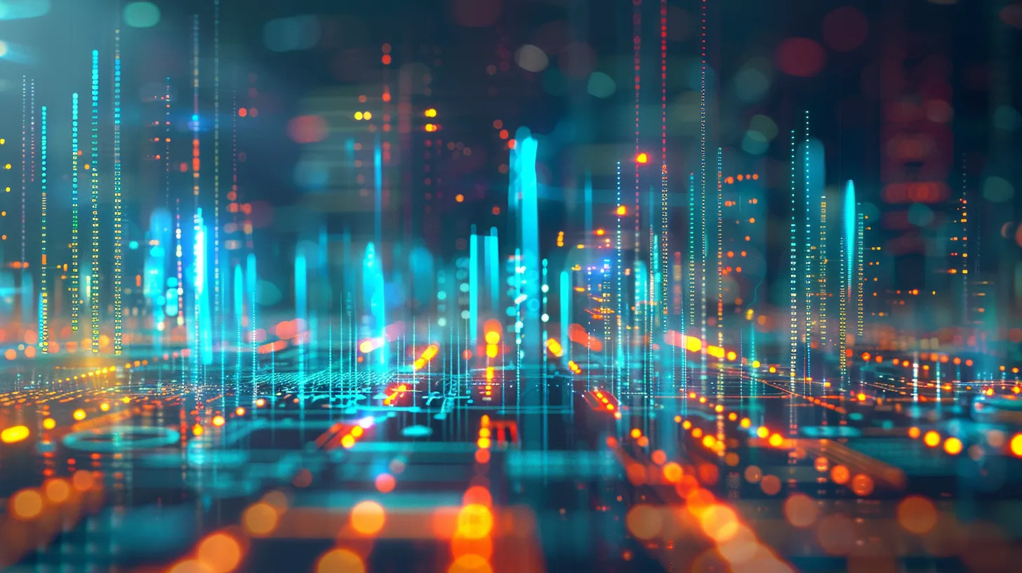 a dynamic digital landscape filled with vibrant graphs and charts, illustrating the continuous optimization process of lead generation strategies under a bright, ambient light.