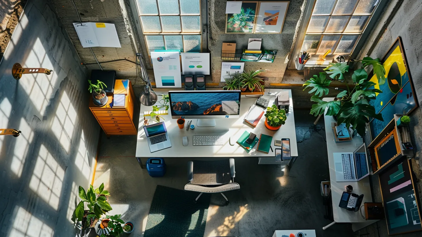 a vibrant workspace brimming with a variety of engaging content formats, including colorful blog post visuals, dynamic video thumbnails, and eye-catching infographics, all illuminated by natural light to inspire creativity and innovation in digital marketing. a vibrant workspace brimming with a variety of engaging content formats, including colorful blog post visuals, dynamic video thumbnails, and eye-catching infographics, all illuminated by natural light to inspire creativity and innovation in digital marketing.