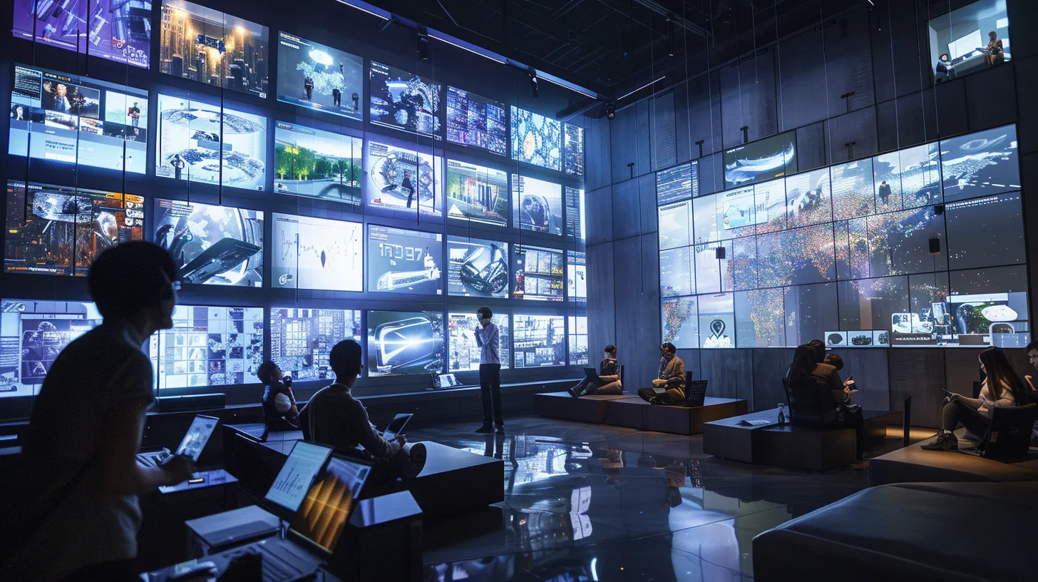 a dynamic, modern office space featuring a diverse group of professionals engaged in a brainstorming session around a high-tech digital display, illustrating the impact of ai and automation on performance marketing strategies. a dynamic, modern office space featuring a diverse group of professionals engaged in a brainstorming session around a high-tech digital display, illustrating the impact of ai and automation on performance marketing strategies.