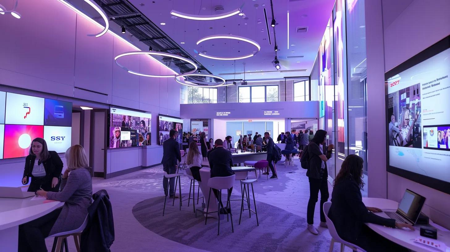 a modern office environment bustling with diverse professionals engaged in collaborative strategy sessions, showcasing sleek digital displays illustrating sales funnels, customer journeys, and performance metrics that emphasize the impact of tailored marketing strategy consulting on business growth. a modern office environment bustling with diverse professionals engaged in collaborative strategy sessions, showcasing sleek digital displays illustrating sales funnels, customer journeys, and performance metrics that emphasize the impact of tailored marketing strategy consulting on business growth.