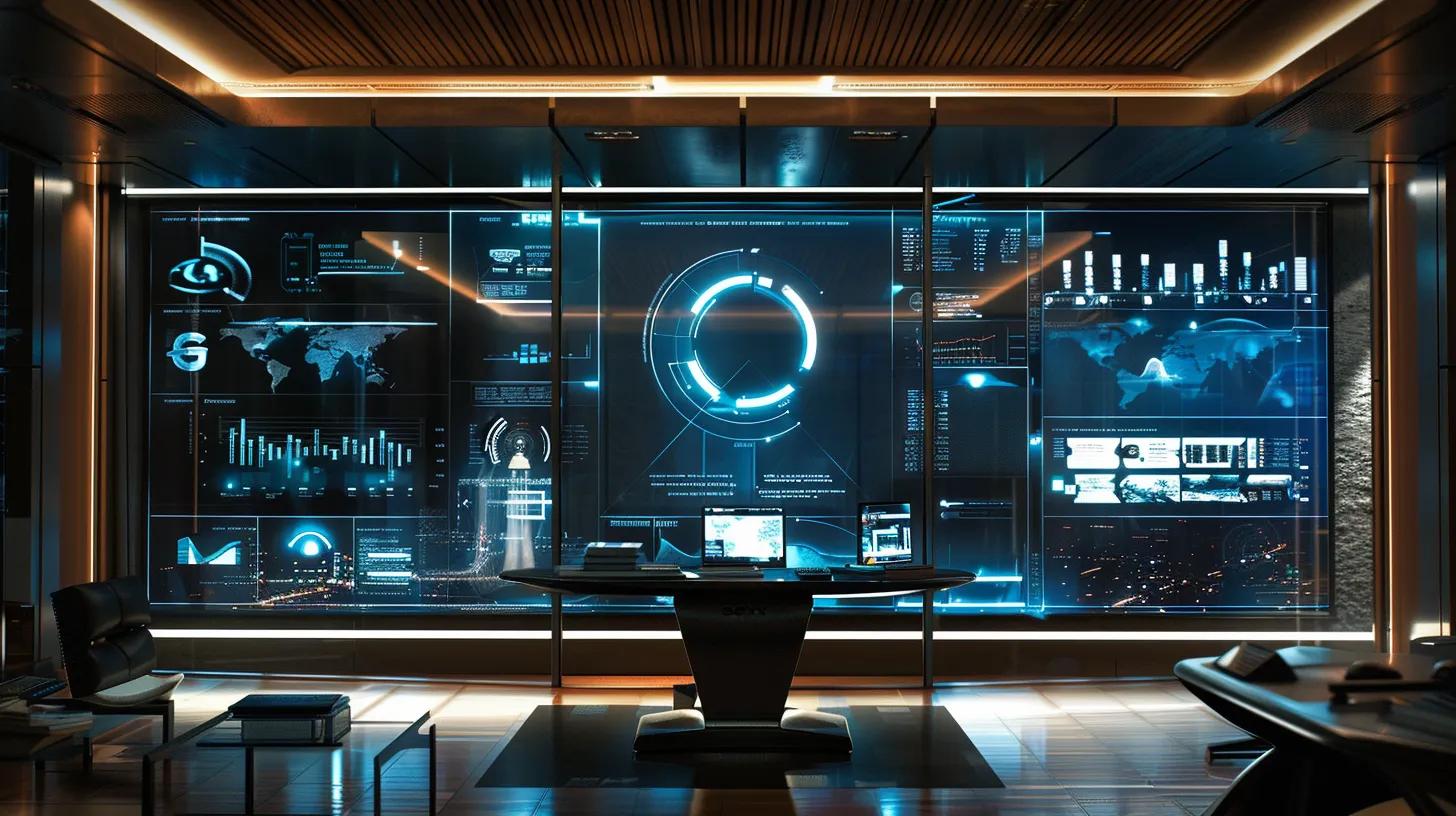 a sleek, modern office environment displays a large digital screen showcasing an interactive dashboard filled with vibrant data visualizations and predictive analytics, emphasizing the advanced ai-driven marketing techniques that enhance customer engagement. a sleek, modern office environment displays a large digital screen showcasing an interactive dashboard filled with vibrant data visualizations and predictive analytics, emphasizing the advanced ai-driven marketing techniques that enhance customer engagement.