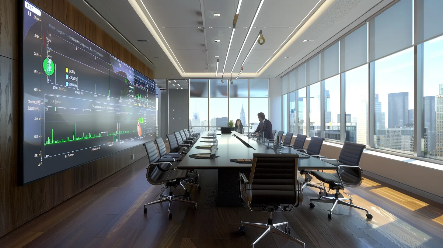 a sleek, modern office setting features a large digital display showcasing dynamic analytics graphs and ppc strategies, with focused marketers engaged in a collaborative meeting, emphasizing the importance of coordinated messaging across channels. a sleek, modern office setting features a large digital display showcasing dynamic analytics graphs and ppc strategies, with focused marketers engaged in a collaborative meeting, emphasizing the importance of coordinated messaging across channels.