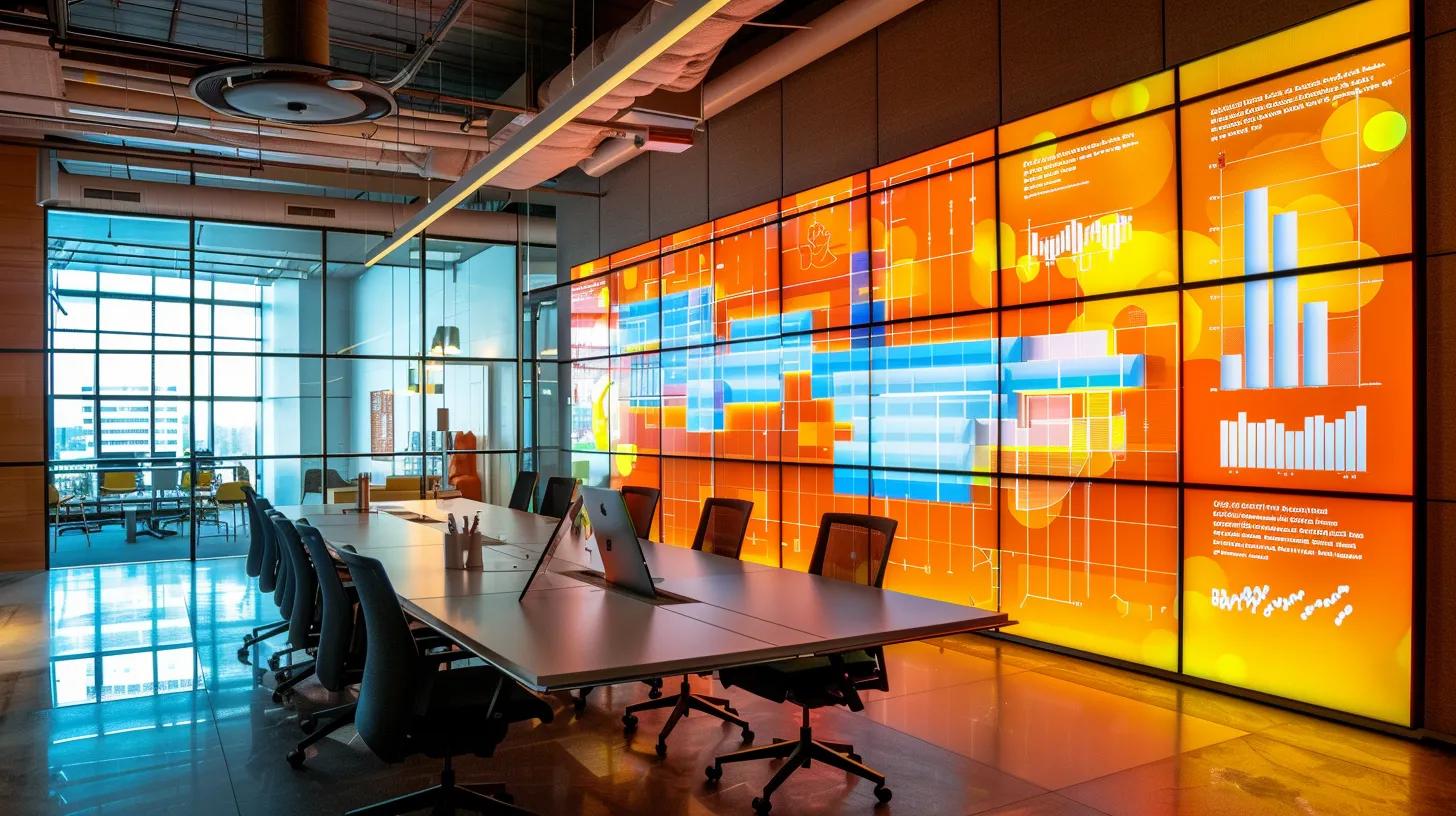 a sleek, modern office workspace showcases a digital screen displaying an engaging matrix that visually connects consulting insights with vibrant social media ad elements, highlighting projected kpi improvements in bold graphics and dynamic colors. a sleek, modern office workspace showcases a digital screen displaying an engaging matrix that visually connects consulting insights with vibrant social media ad elements, highlighting projected kpi improvements in bold graphics and dynamic colors.