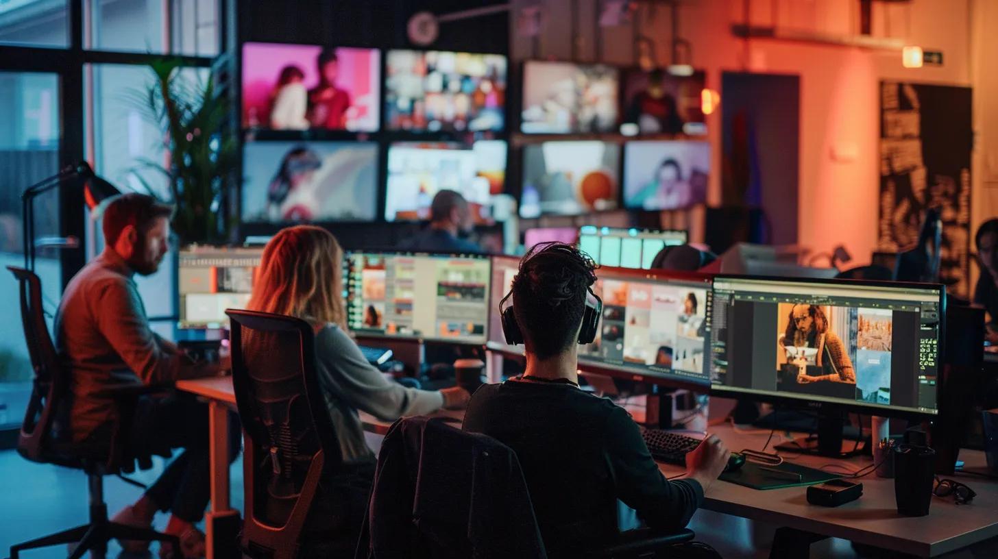 a vibrant urban office setting showcases a diverse team of professionals collaborating over dynamic instagram ad campaign strategies, with vivid visual presentations and digital analytics displayed on multiple screens, highlighting the impact of influencer partnerships and engaging ad formats on brand growth. a vibrant urban office setting showcases a diverse team of professionals collaborating over dynamic instagram ad campaign strategies, with vivid visual presentations and digital analytics displayed on multiple screens, highlighting the impact of influencer partnerships and engaging ad formats on brand growth.